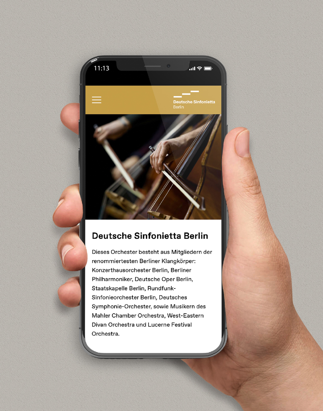 Sinfonietta mobile Webseite