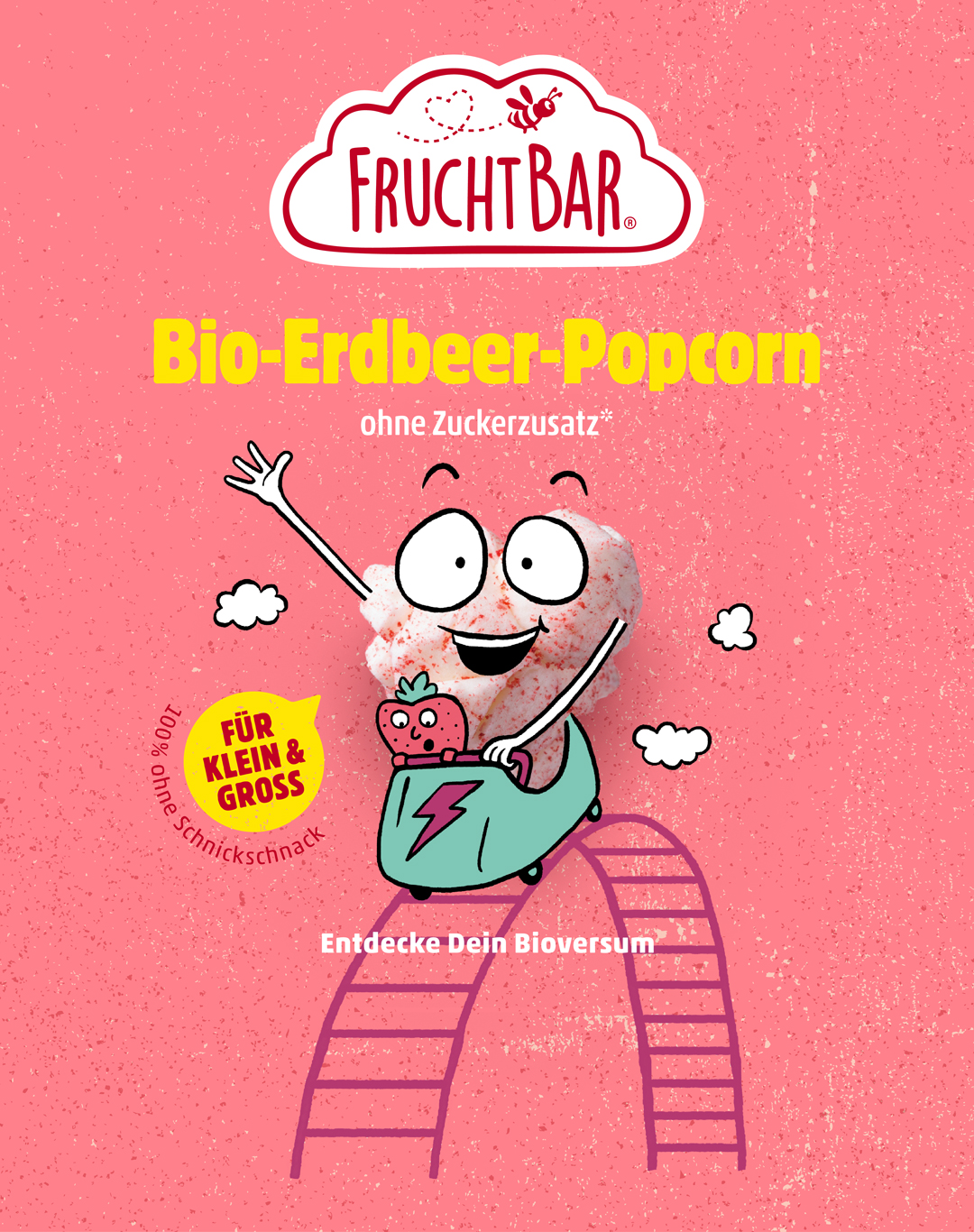 Fruchtbar Bio-Erdbeer-Popcorn Verpackungsdesign