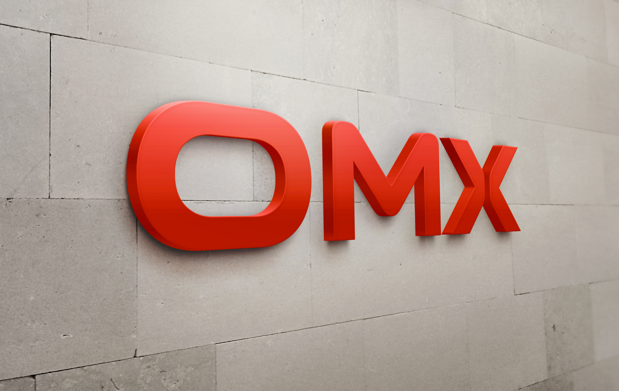 OMX 3D Buchstaben auf Mauerwerk